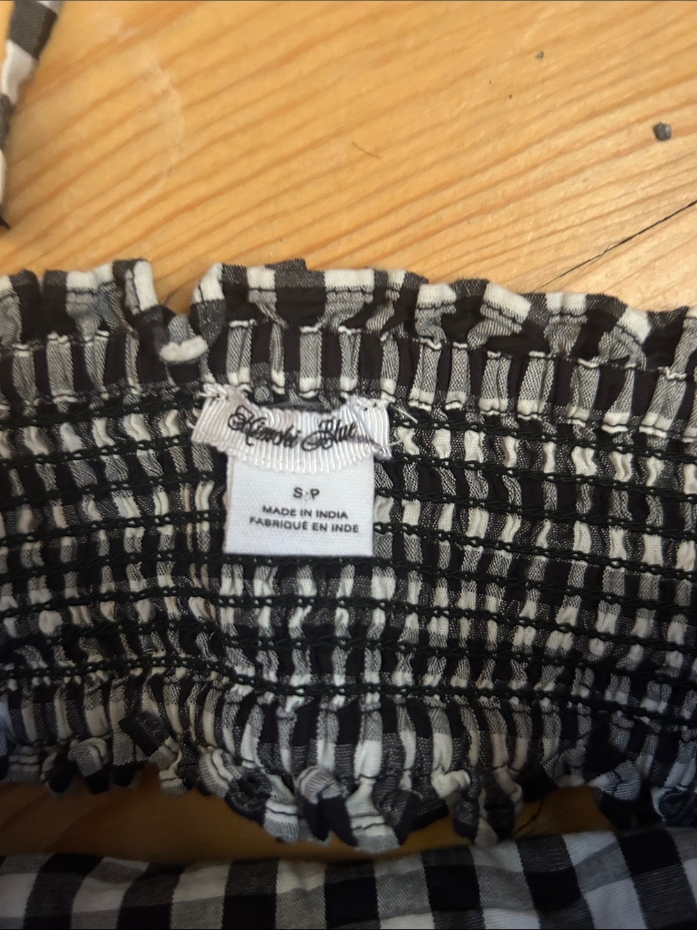 Kimchi Blue Black & White Gingham Smocked Crop Top - Picture 2 of 4